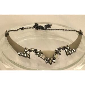 Alexis Bittar Lucite w/Brown/Clear Crystals Necklace